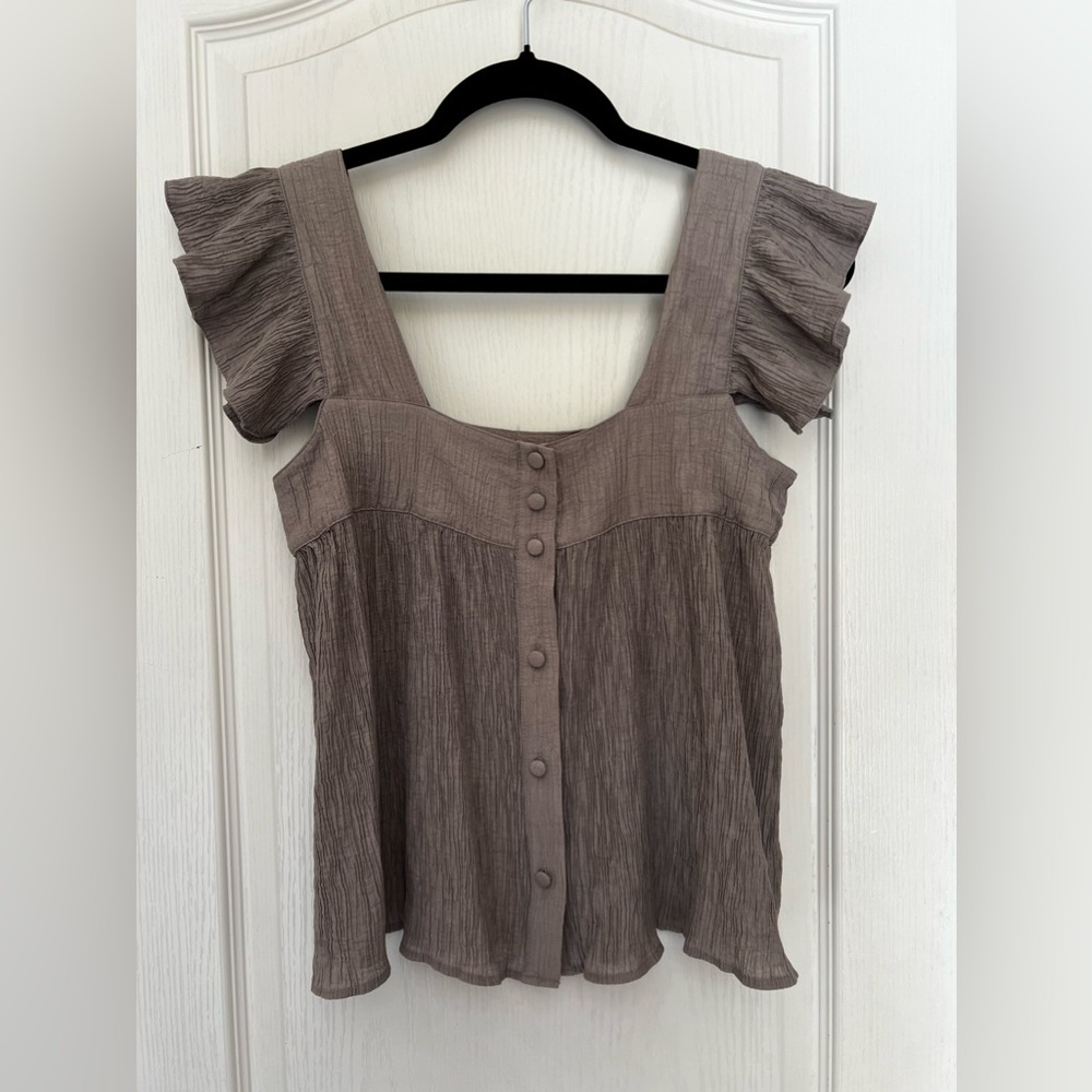 Zara Size Small Ruffle Crinkle Top